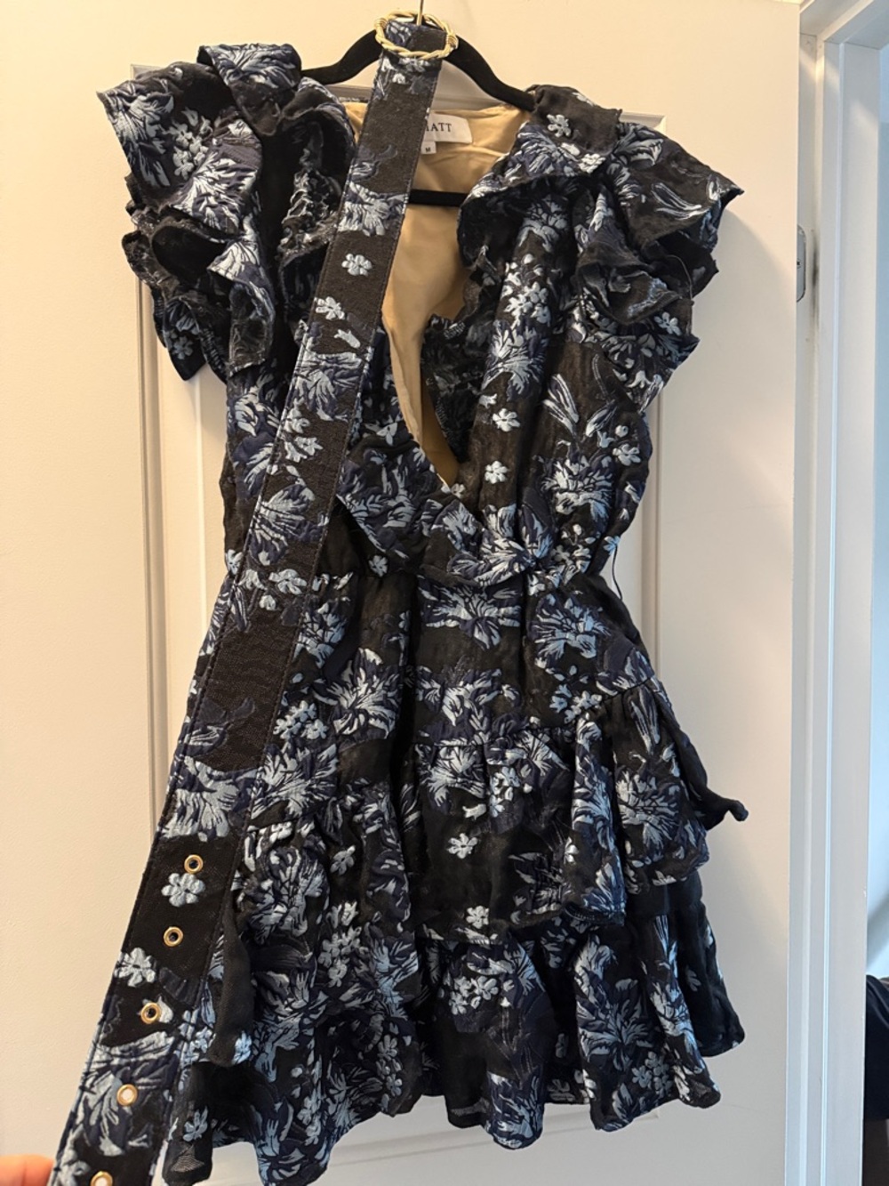 Elliatt Black Mini Dress with Light Blue Floral Print